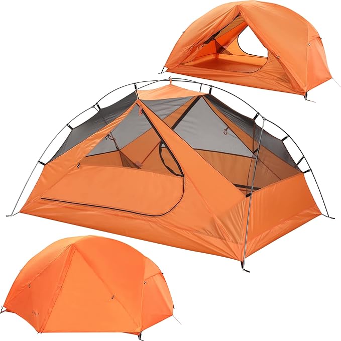 Clostnature 1/2 Person Backpacking Tent - Lightweight Two Person Tent for Backpacking Easy Set Up Waterproof Camping Tent for Adults Kids Scouts Large Size Outdoor Hiking Mountaineering Gear