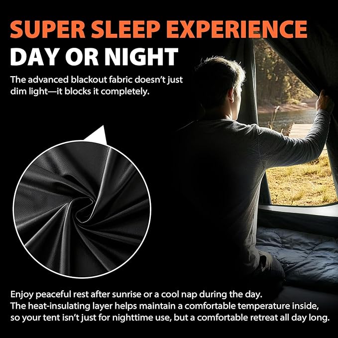 GEERTOP 2 Person 4 Season Blackout Camping Tent - Sleep in Darkroom Waterproof Rainfly Snow Skirt Lightweight Aluminum Pole Easy Setup for Hiking Mountaineering Family Camp