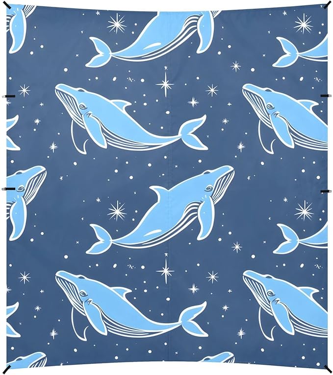 Beach Tent Sun Shelter Navy Whales Stars Lightweight &amp Easy Setup Beach Shade Canopy for Camping Fishing