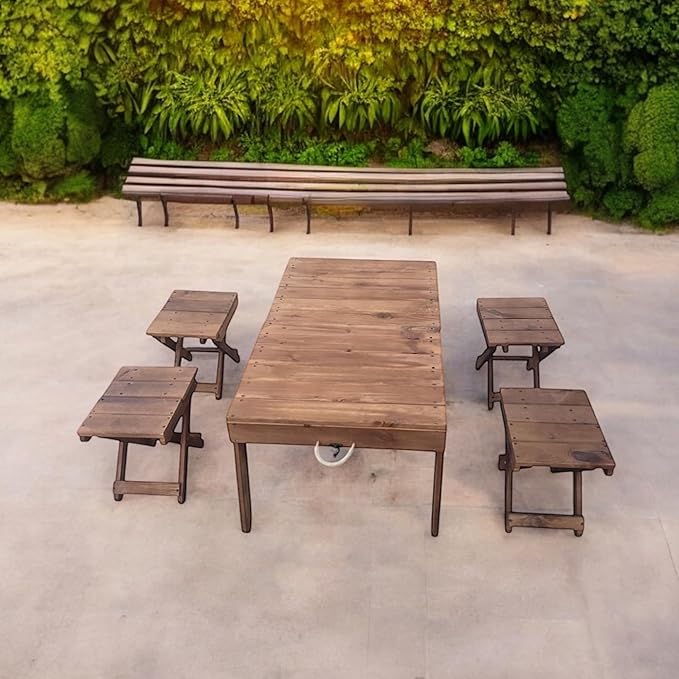 Foldable Suitcase Table with Stools Compact and Portable Design
