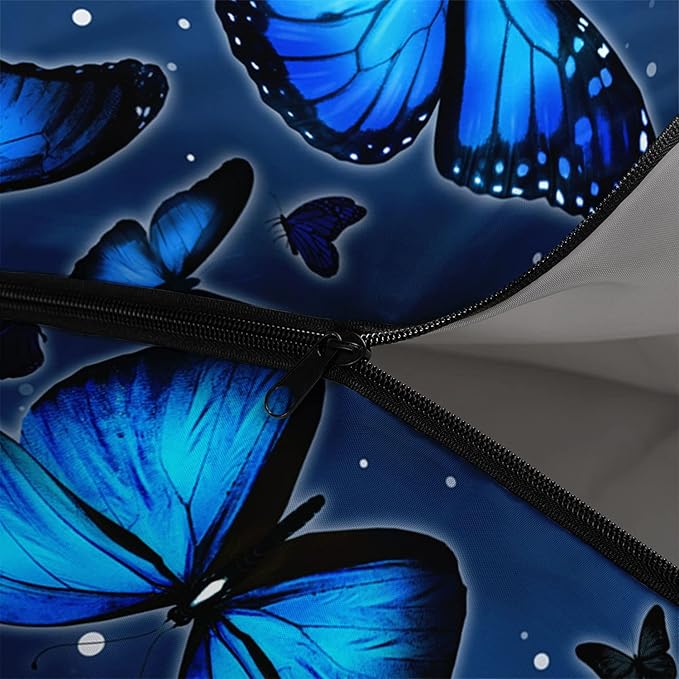 Kids Sleeping Bag for Boys GirlsBlue Black Butterfly Print-Lightweight Warm Portable Outdoor Indoor-Waterproof Cold Weather Resistant Sleeping Bag for Camping Hiking(Butterfly)