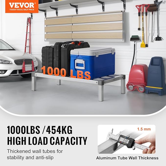 VEVOR Aluminum Dunnage Rack 36” x 20” Commercial Food Floor Rack 8” Off The Floor 1000 lbs Capacity All-Welded Aluminum Storage for Storage in Restaurants Kitchens Garages and Vehicles