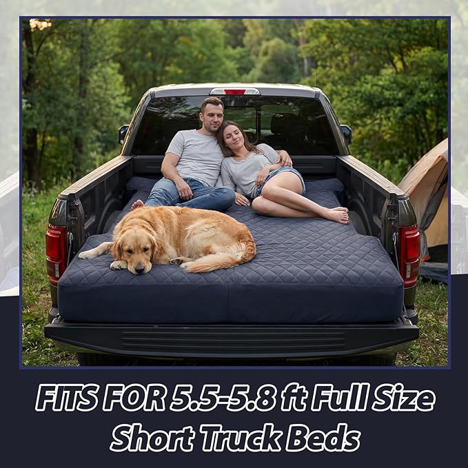 Truck Bed Air Mattress Sheet for 5.5 to 5.8 ft Pickup Trucks Waterproof Cover Protector for Short Truck Air Mattress Soft Flocked Tpu Surface Camping Trucks Bed Bedding for Outdoor Overlanding Travel