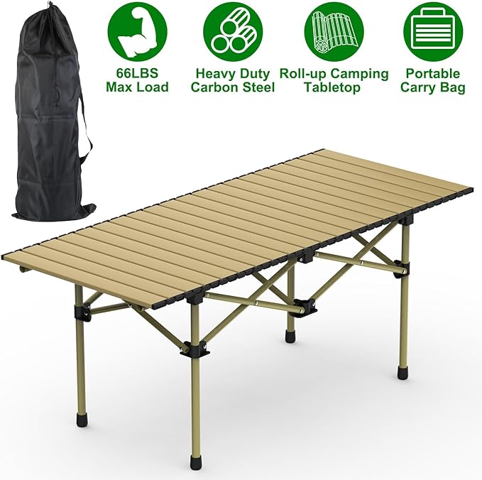 Camping Table Foldable Table Portable Camp Table for OutdoorFolding Camping Table with Carry Bag Lightweight Upgraded Carbon Steel Picnic Table Table for Outdoor Camping 47.24L x 21.65W x 19.5H
