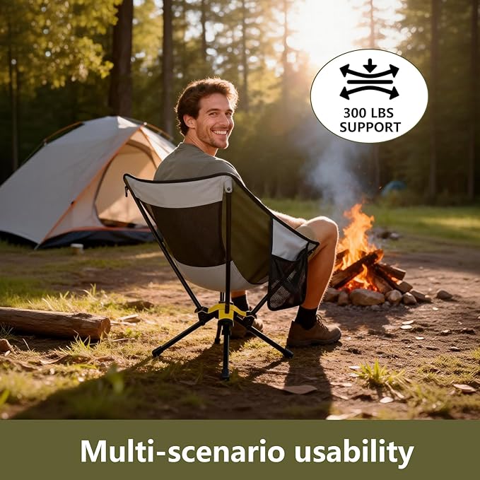 ADSMART Portable Camping Chair Lightweight Folding Chair for Camping - Outdoor Chair Supports 300 Lbs - Camp Chair Outdoor Adventures