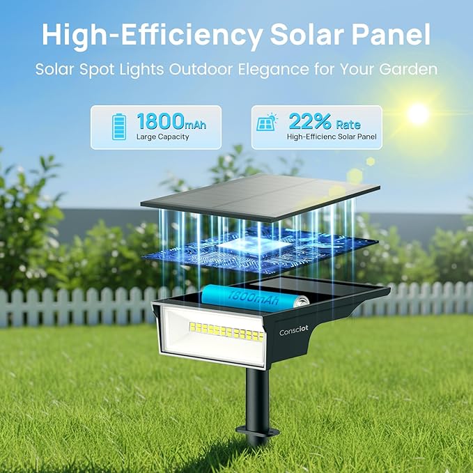 Consciot Solar Lights Outdoor Waterproof 3 Color Solar Garden Light Adjustable 170° Spot Lights for Outside Yard Landscape Lighting Pathway Halloween IP65 Auto On/Off 4 Pack WS002UCW