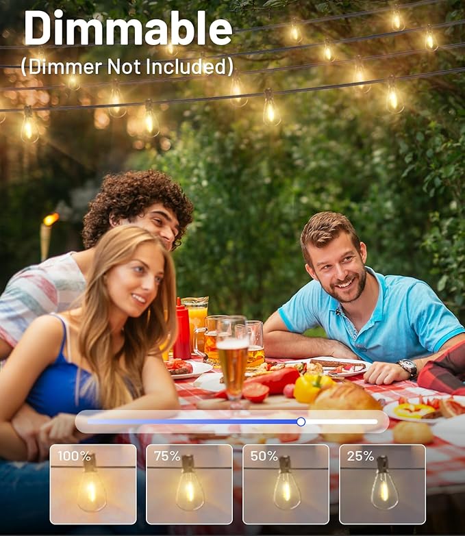 Tenmiro 120FT Outdoor String Lights Ultra Long Waterproof 30+2 Edison Shatterproof Bulbs Led Outside Patio Lights for Porch Deck Garden Backyard Balcony Wedding Party Decor