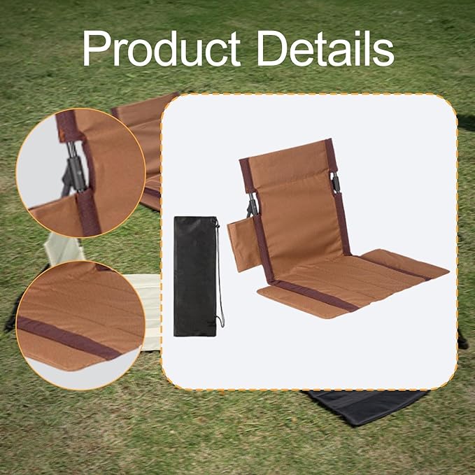 Outdoor Camping Backrest Padded Cushion Pad with Carry Bag Floor Backrest Chair for Trekking