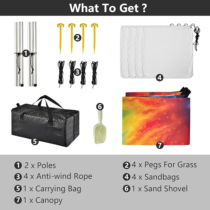 Tie Dye RainbowCamping Sun Shelters 9.2 x 10.5 FT Beach Canopy Tent Sun Shade with Carrying Bag for Camping Trips Fishing Backyard Fun or Picnics 21340877