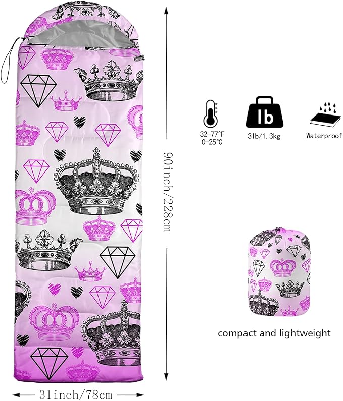 QOOMO Camping Sleeping Bags3 Season Warm &amp Cool WeatherLightweightWaterproof Sleeping Bags for Adults &amp KidsTravelingand OutdoorsCamping Gear Equipment