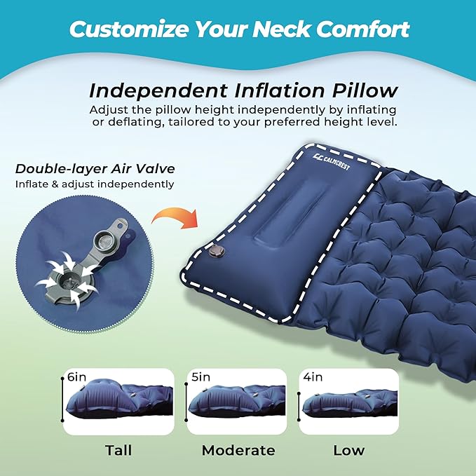 Sleeping Pad for Camping 4in Thick Insulated Sleeping Pad for Winter Ultralight Inflatable Camping Mattress with Adjustable Pillow Compact Built-in Foot Pump Sleeping Mat for Backpacking