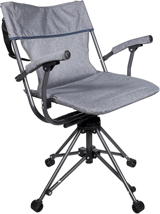 Zenithen Outdoor/Indoor Folding Portable Lawn 360 Swivel Chair with Armrests (Blue Grey)