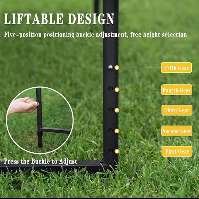 SoloWilder Foldable Camping Table with Gas Struts 3'5 Outdoor Portable Table 19 - 24 Height Adjustable Carbon Steel Lightweight Camping Table 12lb