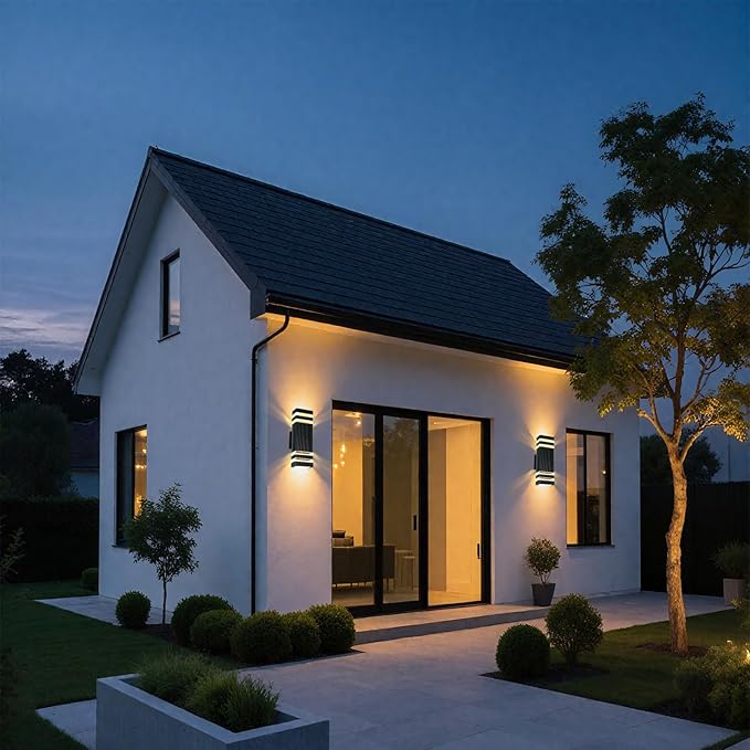 Motion Sensor Outdoor Wall Lights with 3 Lighting Modes Dusk to Dawn Porch Light with Bulbs Include IP65 Waterproof Modern Black Wall Sconce for Patio Garage Front Door