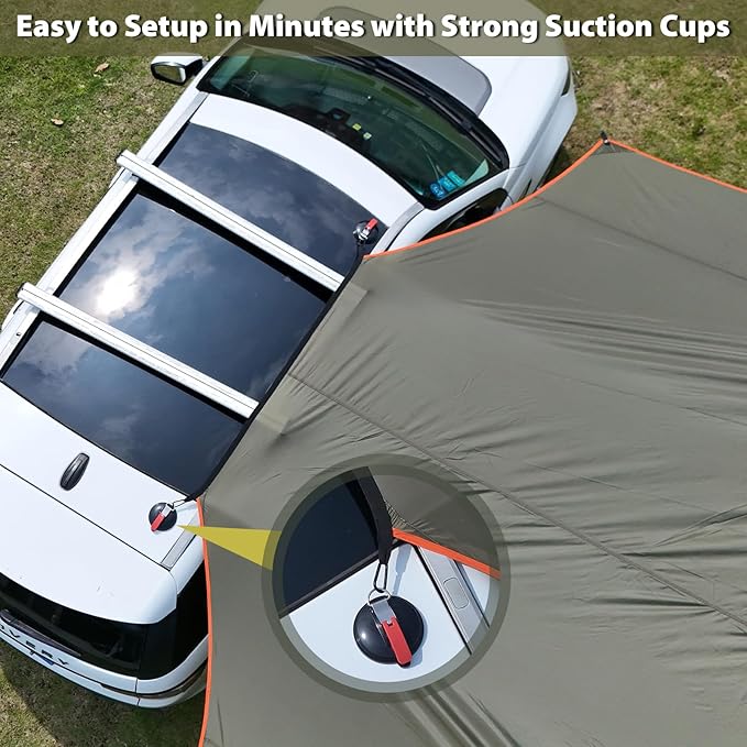 GEERTOP Large Car Side Camping Awning 19 x 11 ft SUV Canopy Tarp Waterproof Outdoor Vehicle Sun Shade Shelter for Truck MPV Van Campers
