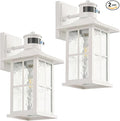 2 Pack Motion Sensor Porch Lights Dusk to Dawn Outdoor Wall Lantern White Exterior Sconce Lighting Fixtures Waterproof Outside Garage Lamp Wall Mount for House Patio Front Door
