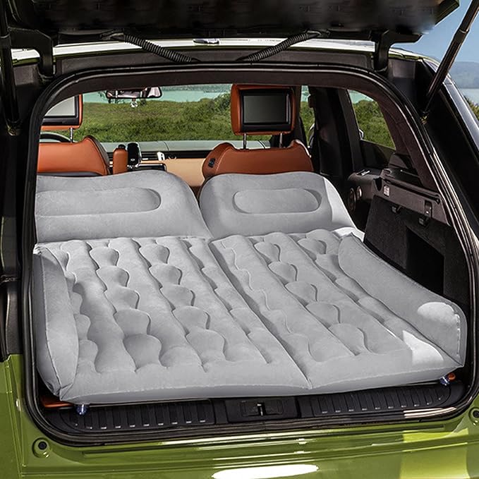 Car Air Mattress for Tesla Model X Standard Range SUV 2015-2025 Portable Inflatable Bed for Trunk Backseat Flocked Surface for Camping Travel for SUV MPV MinivanBlack-Without Foot Pier