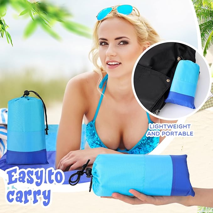 10 Pack Beach Blankets Sandproof 78 x 82 Inch Bulk Large Waterproof Beach Mat for 1-6 Adults Oversized Sand Free Beach Blanket with Stakes Climbing Hook Storage Bags for Travel Camping Picnic Hiking