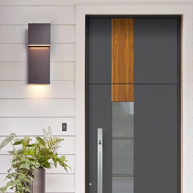 Modern Outdoor Indoor Integrated LED Wall Sconce 2-Light Total 17WBronze Finish1600 Lumens3000 Kelvin90 CRI DimmableInput 120-277VWeatherproof for Global Front Porch Decor Use.