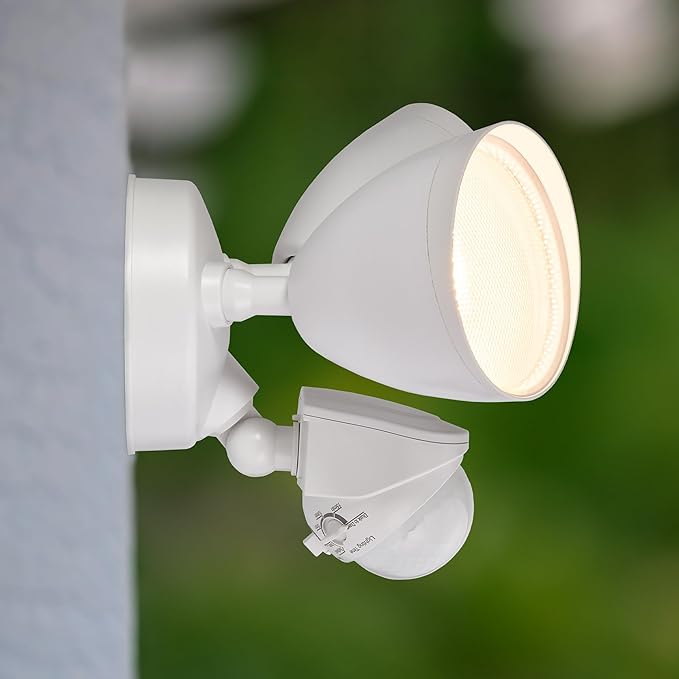 Maxxima 2 Head Outdoor LED Security Light - 24W 2000 Lumens Featuring Motion Sensor and Dusk to Dawn Photocell Sensor 5 CCT 2700K/3000K/4000K/5000K/6500K Home and Yard Lighting Fixture - White