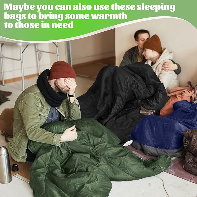 Macarrie 6 Pack Bulk Sleeping Bags for Homeless Donation 0 Degree Waterproof Sleeping Bags with Compression Sack for Adults Winter Cold Weather Care Camping Hiking Emergency