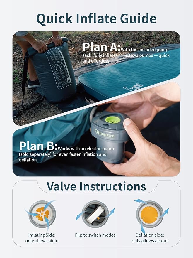 4 Thick Self Inflating Sleeping Pad with Foam Air Camping MattressInnovative Y-Shaped Telescopic StructureHigh R-Value and Portable Double Camping Mats for Camping