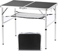 Folding Camping Table 36''L x24''W Camp Aluminum Table with Adjustable Height Legs Indoor Outdoor Lightweight Portable Folding Dining Table for Camp Picnic Beach 3Ft black 2 Heights 15/28）