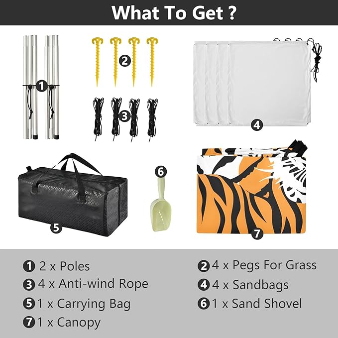 Tigers and Cheetahs Camping Sun Shelter Beach Tent Portable Beach Sun Shade Outdoor Canopy for Camping Trips Fishing Picnic