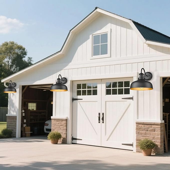 Farmhouse Barn Light11.5 Inch Outdoor Wall Light Weather Resistant Exterior Lighting FixtureOutdoor Wall Mount Light Anti-Rust Porch Light for House Patio Garage (Black2Pack)