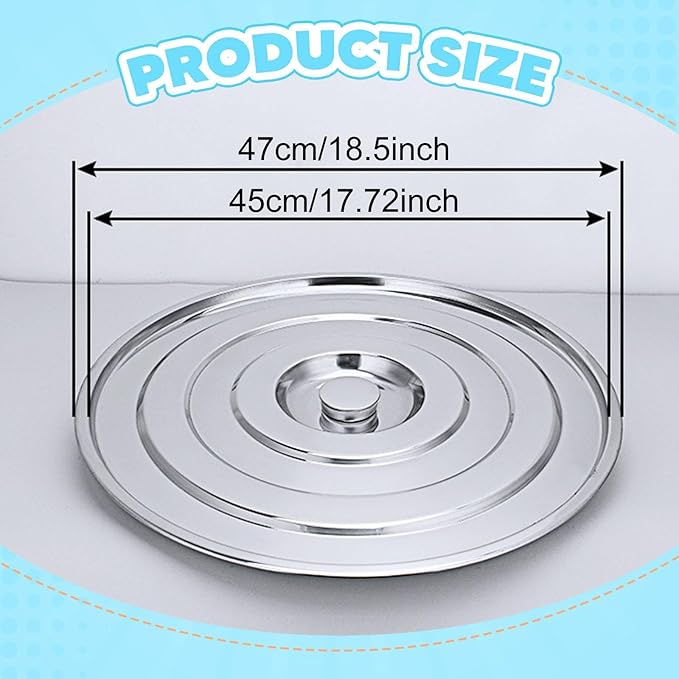 Stainless Steel Pan Lid Cookware Part Heat Resistant Easy Clean Skillet Lid Stockpot Cover for BBQ Buffet Picnics Outdoor 45cm Inner Diameter