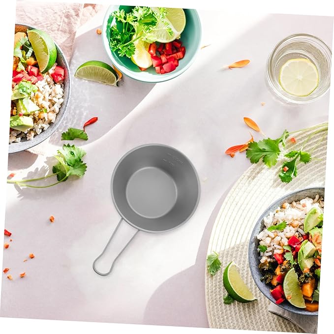 CHILDWEET Portable Titanium Camping Bowl with Folding Handle Lightweight Outdoor Dish for Hiking Picnics and Salad Versatile Tableware for Travel and Outdoor Dining
