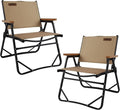 Lightweight Folding Camping Chair Gravel Brown Aluminum Outdoor Beach Chair with Solid Wood Armrest Portable Collapsible Fishing Chair for Hiking Beach Backpacking Lawn Picnic (2)