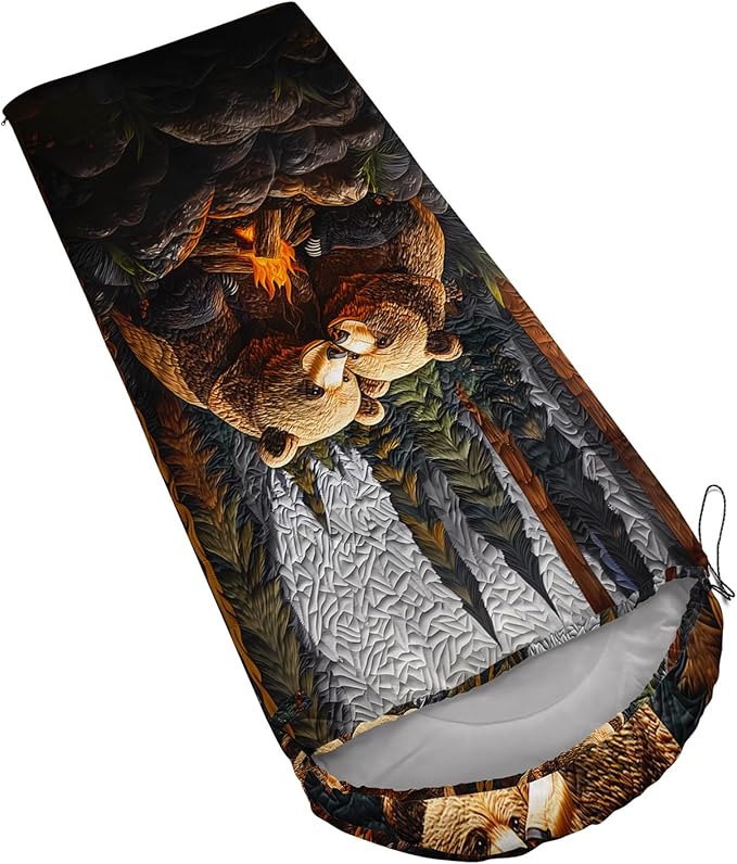 AILONEN Floral Wolf Sleeping Bag for Girls WomenWarm and Cool WeatherLightweightWaterproof BackpackingColorful Flower Animal Print Sleeping Bag for Camping