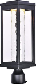 Maxim Salon-12W 1 LED Outdoor Post Mount-6 Inches Wide by 19.5 inches high-Black Finish-Water Glass Color