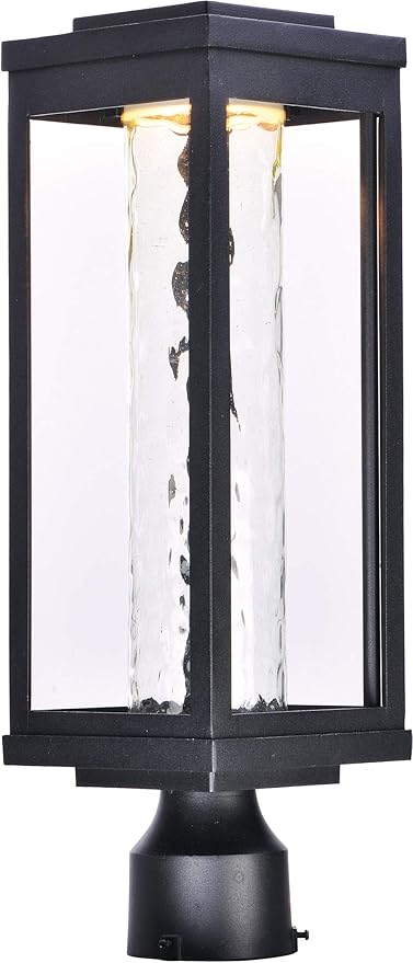 Maxim Salon-12W 1 LED Outdoor Post Mount-6 Inches Wide by 19.5 inches high-Black Finish-Water Glass Color