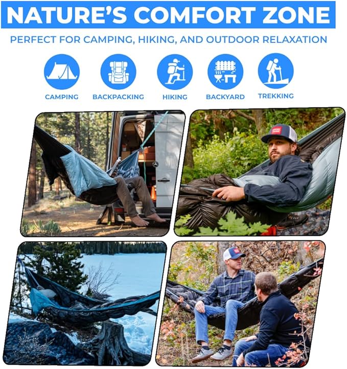 GRAND TRUNK Evolution 20 Down Hammock – Cold Weather Hammock with Integrated Sleeping Bag &amp Underquilt 20°F Rated Lightweight Camping &amp Backpacking Hammock