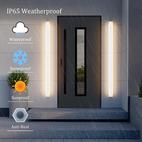 2 Pack 47.2In Long Outdoor Wall Lights 35W Exterior Wall Light 3000K Outdoor Wall Mount Lighting IP65 Waterproof Anti Rust for House(White)