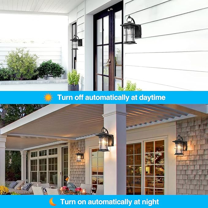 Outdoor Lighting Fixtures Wall Mount 1-Light 15''H Dusk to Dawn Exterior Light for House Outdoor Wall Lantern with Clear Glass for Front Porch Patio Garage (15'' H with Outlet 1 PC)