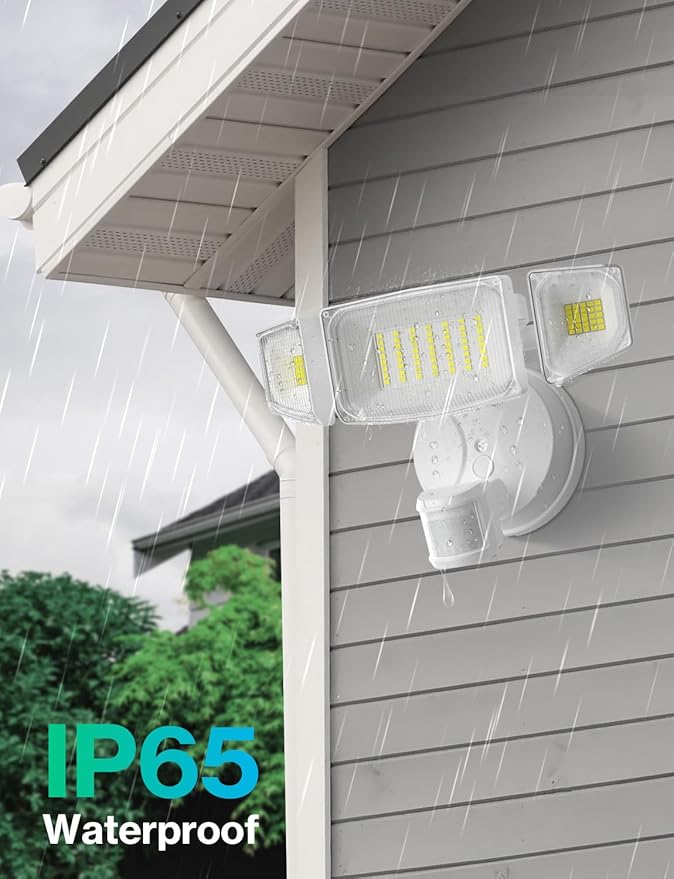 iMaihom 50W Motion Sensor Outdoor Lights 5000LM Hardwired Motion Sensor Flood Light Dusk to Dawn Outdoor Lighting 6500K LED Security Light IP65 Waterproof Motion Detector Lights for Outside White