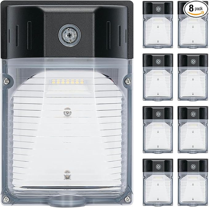 30W LED Wall Pack Light with Dusk to Dawn Photocell 8Pack 3900LM 5000K Daylight LED Wall Lights Outdoor Security Lighting for House Garage Yard Garden IP65 Waterproof 100-277VAC ETL Listed
