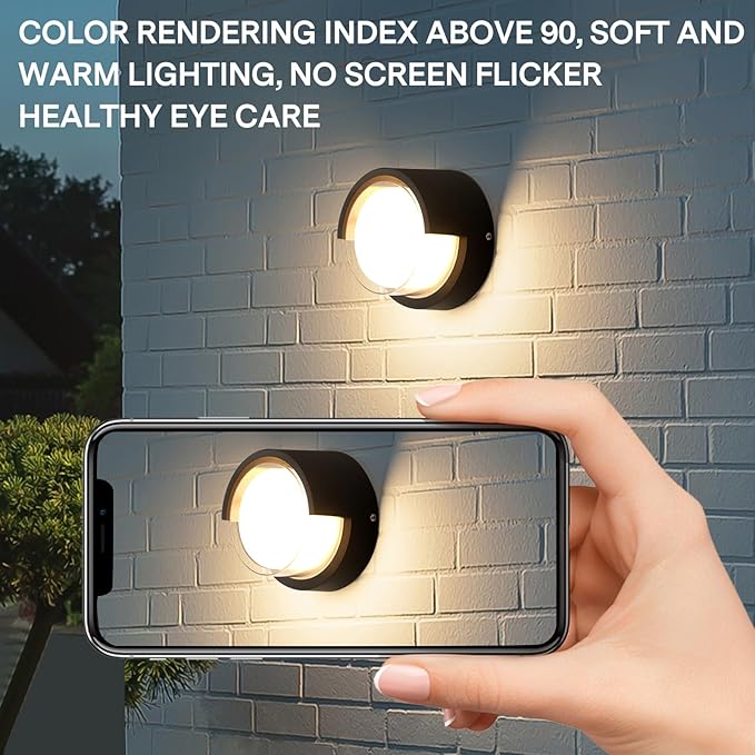 R-YY-BD-012-3K Wall Light Outdoor Modern Wall Sconce Minimalist Style Wall Mount Light Round Outdoor Aluminum Wall Light No Glare high Brightness 3000K Warm Lights Circular Aluminum Wall Light