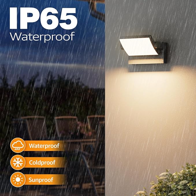 Modern Outdoor Lights 40W Black LED Exterior Light Fixture 3000K Outdoor Wall Sconce IP65 Waterproof Porch Lights for House