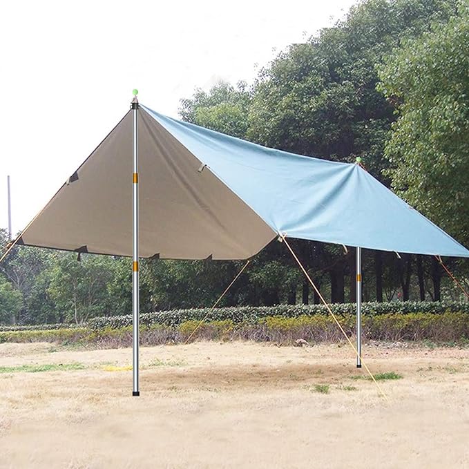KOMCLUB Telescoping Tent Tarp Pole Adjustable Tarp Poles 3 Section Heavy Duty Canopy Poles Stainless Steel Portable Camping Poles 33-86.61 for Hiking Car Canopy Awning 2Pcs Set (Gold)