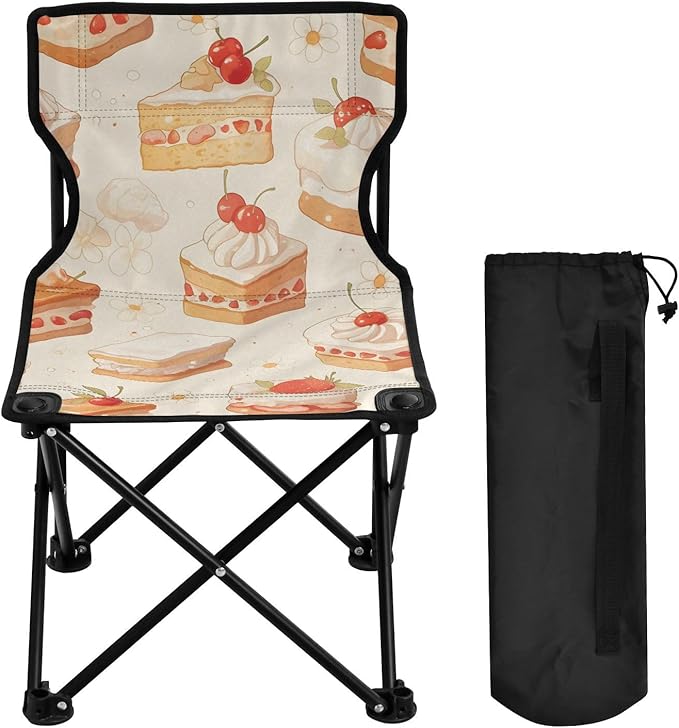 Cream Cake Portable Camping Chairs Folding Chair - Durable Oxford Fabric Lightweight Iron Frame Easy Fold Design - Ideal for Outdoor Activities Camping Fishing and Travel