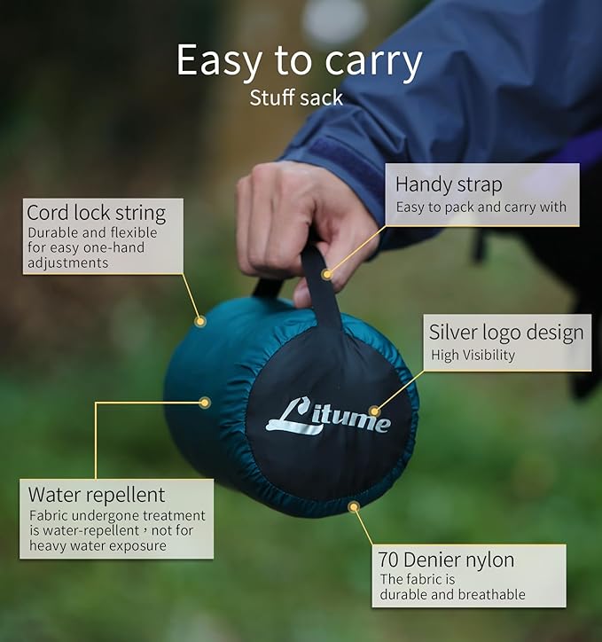Litume Thermolite All Season Sleeping Bag Liner Add Up to 22°F / 12°C Mummy Sleeping Sack for Backpacking Camping Traveling for Cold Weather Winter Sleep Sack with Drawstring Hood (E626)
