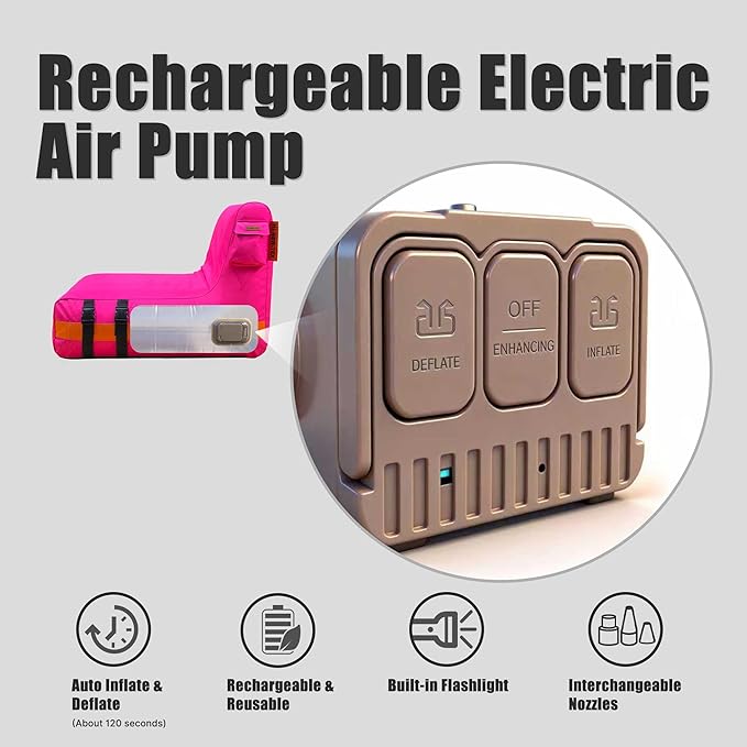 Inflatable Couch Air Sofa: Portable Outdoor Inflatable Sofa with Built-in Electric Pump - Air Lounger for Camping Beach Festival Travel - Ideal for Dorm Rooms Small Apartments
