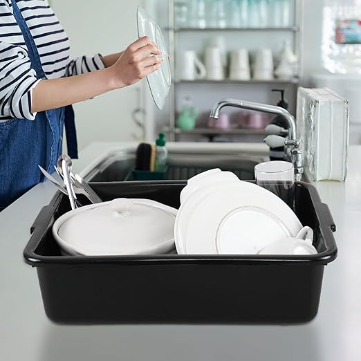 13 L Commercial Bus Tubs Plastic Commercial Utility Bus Bin 4 Packs Black