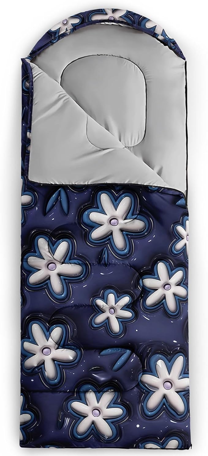 Kids Sleeping Bag for Boys Girls3D Pink Stars Print-Lightweight Warm Portable Outdoor Indoor-Waterproof Cold Weather Resistant Sleeping Bag for Camping Hiking