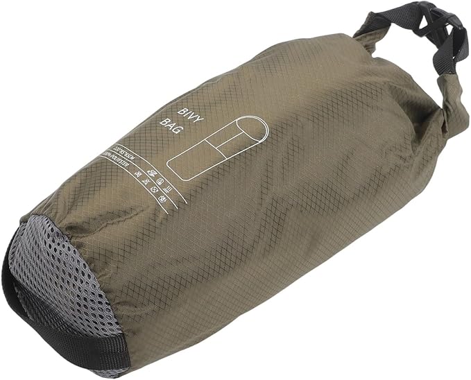 Lightweight Bivy Sack for Camping Waterproof Ultralight Sleeping Bag with Ventilation 70D Ripstop Nylon Heat Reflective Coating 87 Inch Long(Green)