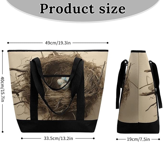 Insulated Shopping BagLarge Reusable Cooler Bags Birds Nest Printed Foldable Shopping BagTravel Waterproof Shoulder Bag